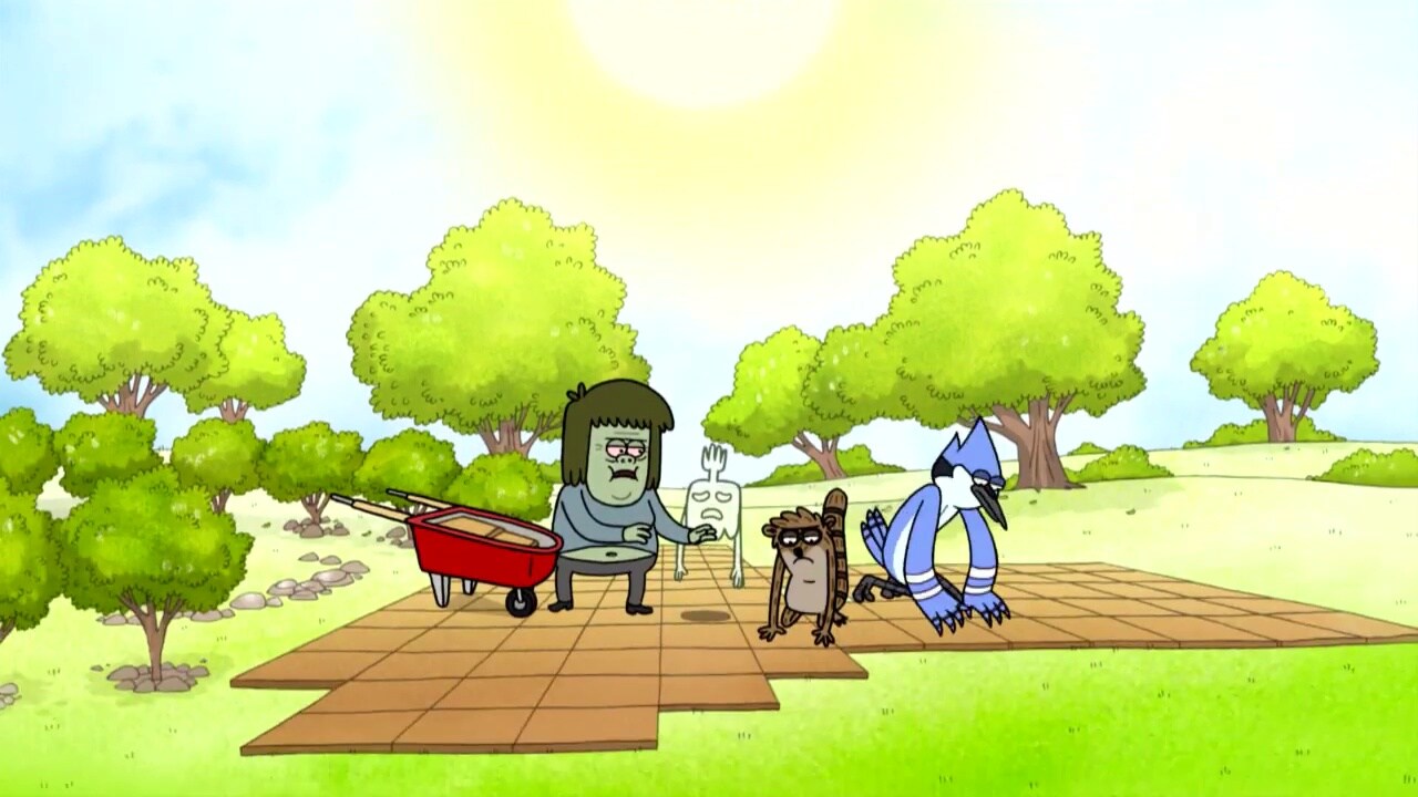 Playing video-game  Regular show, Cartoon network, Cartoon background